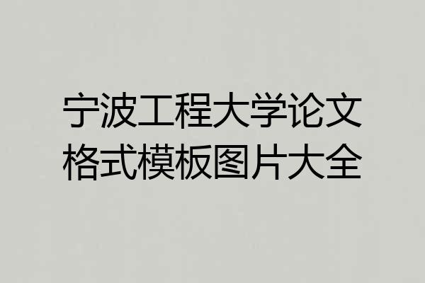 宁波工程大学论文格式模板图片大全