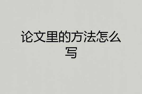 论文里的方法怎么写