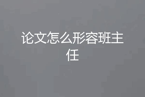 论文怎么形容班主任