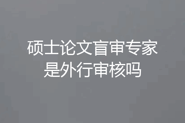 硕士论文盲审专家是外行审核吗