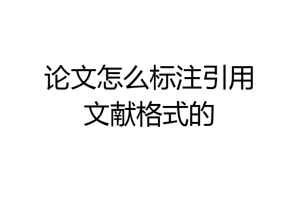 论文怎么标注引用文献格式的