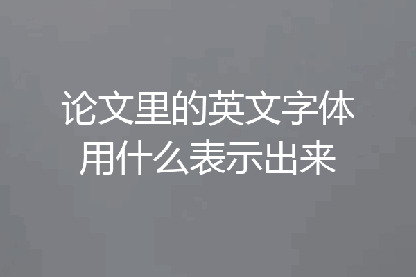 论文里的英文字体用什么表示出来