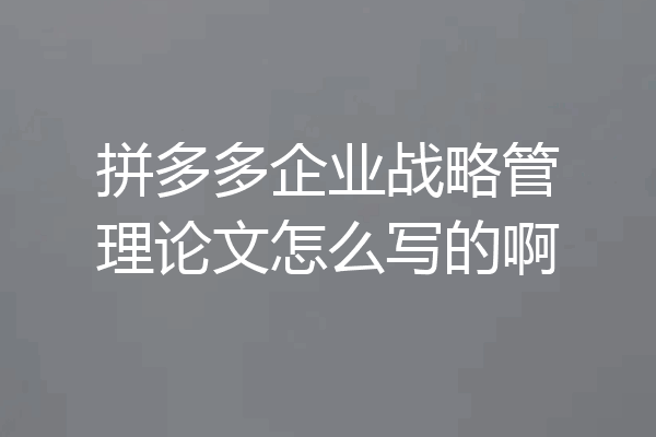 拼多多企业战略管理论文怎么写的啊