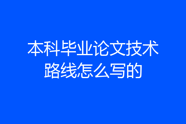 本科毕业论文技术路线怎么写的