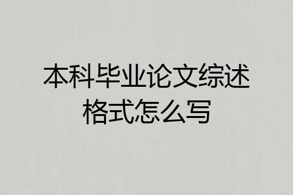 本科毕业论文综述格式怎么写