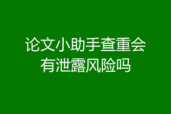 论文小助手查重会有泄露风险吗