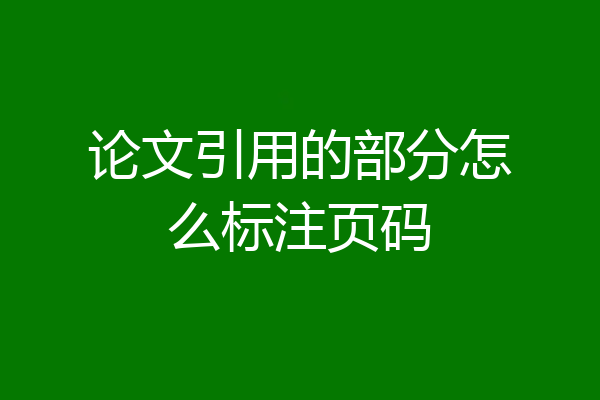 论文引用的部分怎么标注页码