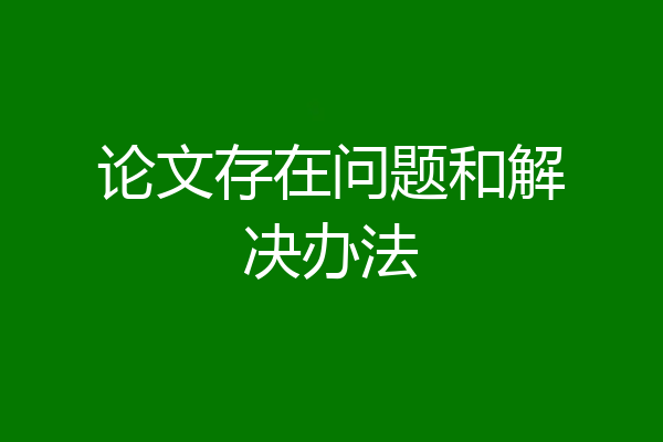 论文存在问题和解决办法
