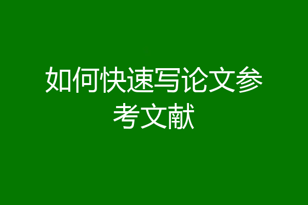 如何快速写论文参考文献