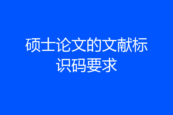 硕士论文的文献标识码要求