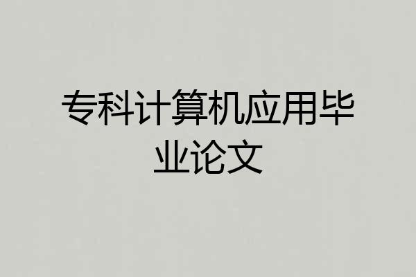 专科计算机应用毕业论文