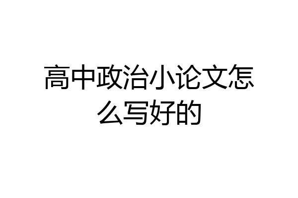 高中政治小论文怎么写好的