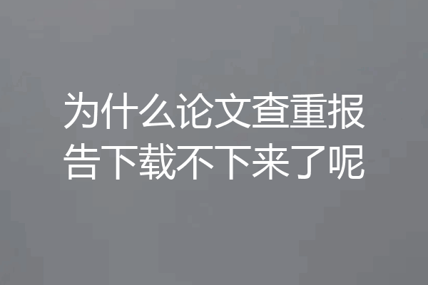 为什么论文查重报告下载不下来了呢