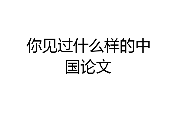 你见过什么样的中国论文