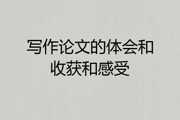 写作论文的体会和收获和感受