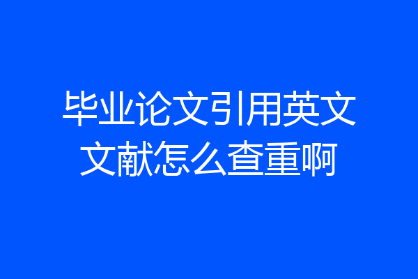 毕业论文引用英文文献怎么查重啊