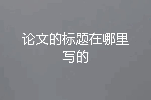 论文的标题在哪里写的