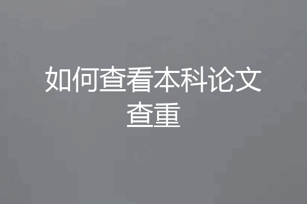 如何查看本科论文查重