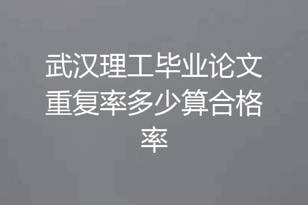 武汉理工毕业论文重复率多少算合格率