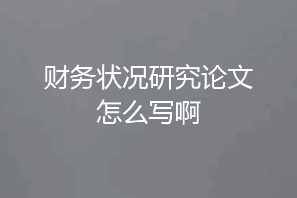 财务状况研究论文怎么写啊