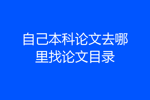 自己本科论文去哪里找论文目录