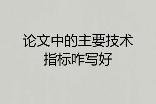 论文中的主要技术指标咋写好