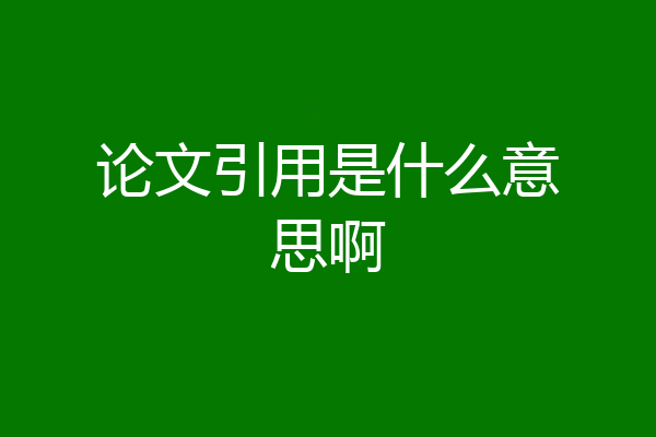 论文引用是什么意思啊