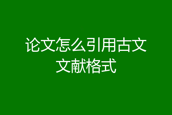 论文怎么引用古文文献格式