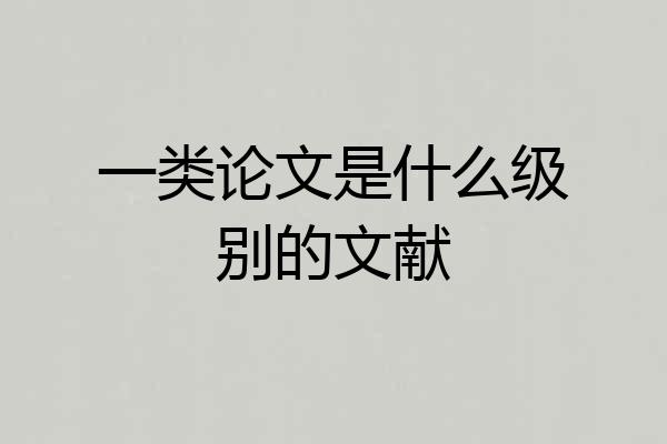一类论文是什么级别的文献