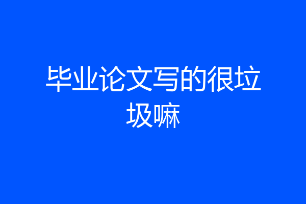 毕业论文写的很垃圾嘛
