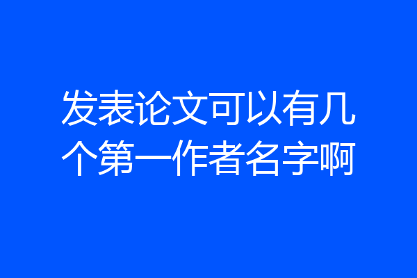发表论文可以有几个第一作者名字啊