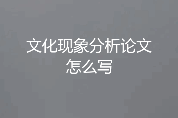 文化现象分析论文怎么写