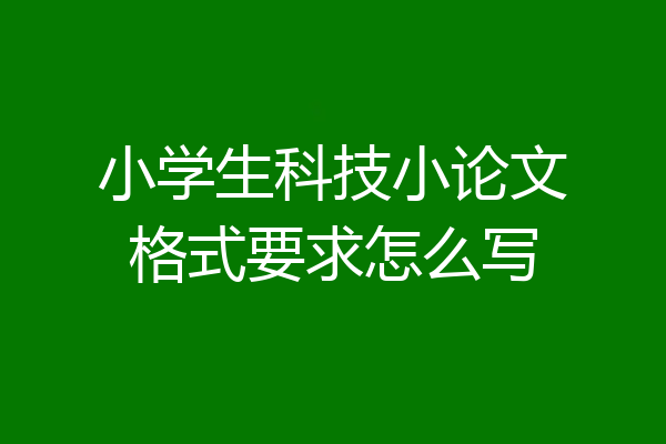 小学生科技小论文格式要求怎么写