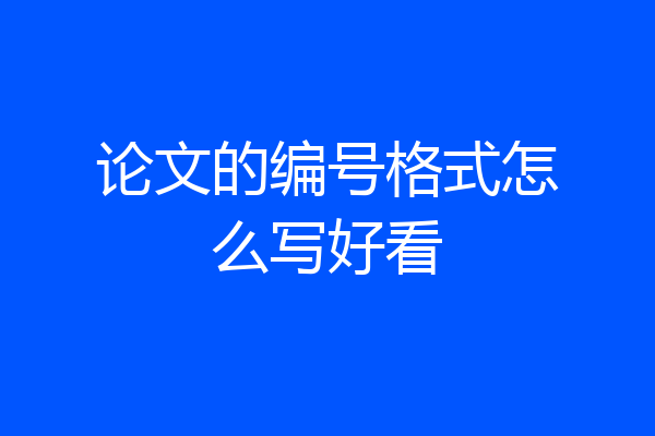 论文的编号格式怎么写好看
