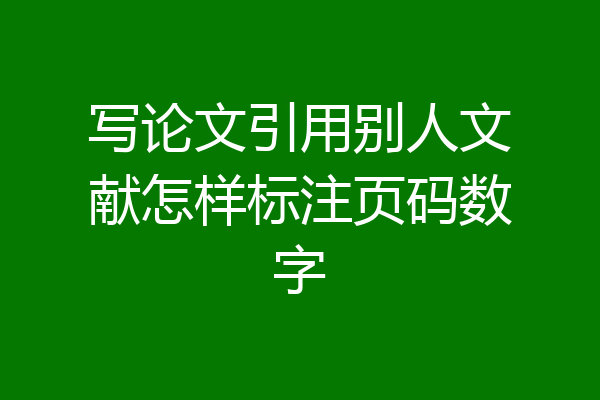 写论文引用别人文献怎样标注页码数字