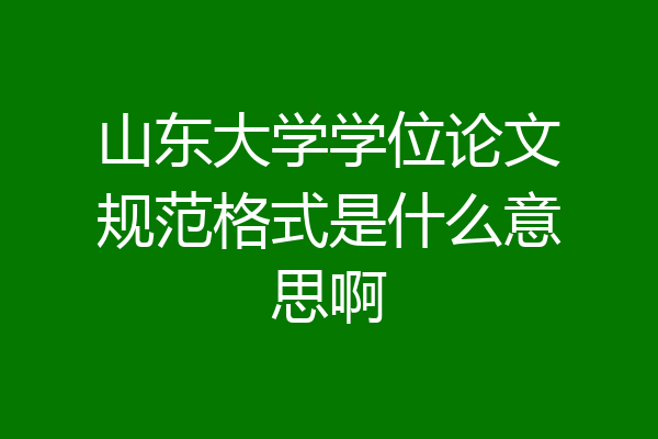 山东大学学位论文规范格式是什么意思啊