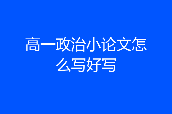 高一政治小论文怎么写好写