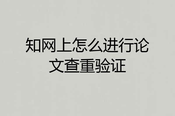 知网上怎么进行论文查重验证