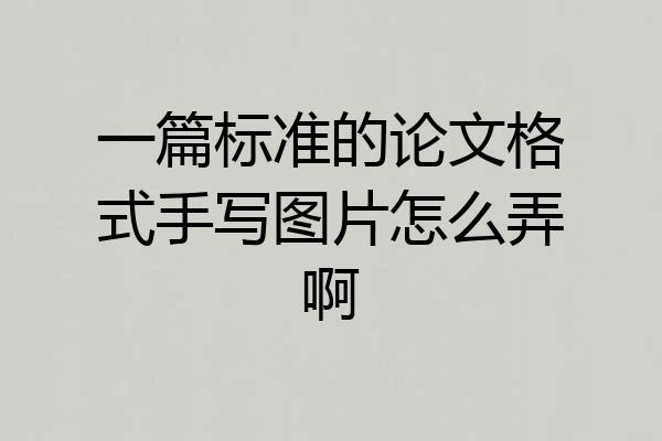 一篇标准的论文格式手写图片怎么弄啊