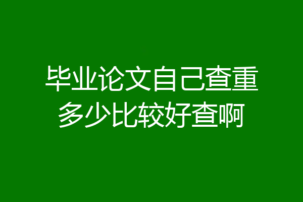 毕业论文自己查重多少比较好查啊
