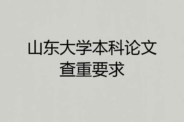 山东大学本科论文查重要求
