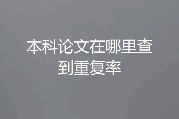 本科论文在哪里查到重复率