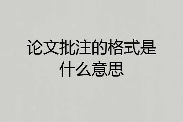 论文批注的格式是什么意思