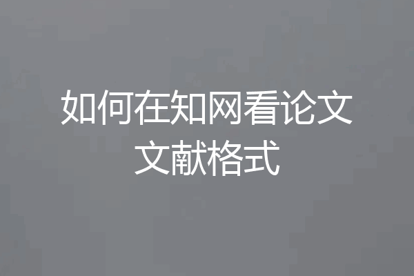 如何在知网看论文文献格式