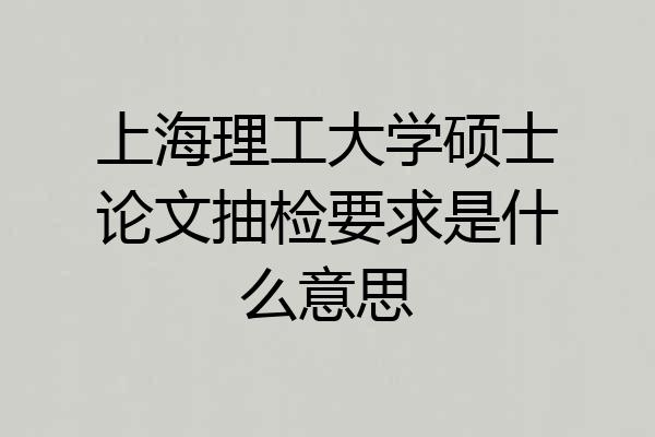 上海理工大学硕士论文抽检要求是什么意思