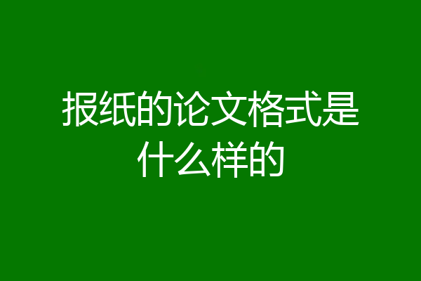 报纸的论文格式是什么样的