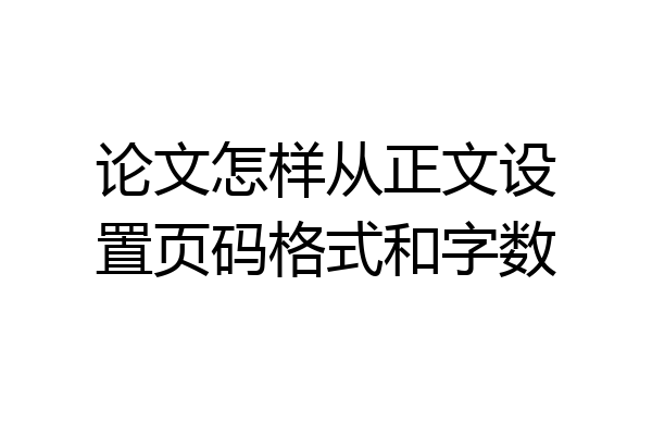 论文怎样从正文设置页码格式和字数
