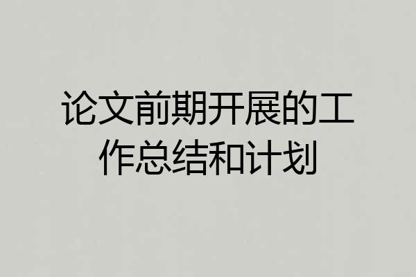 论文前期开展的工作总结和计划