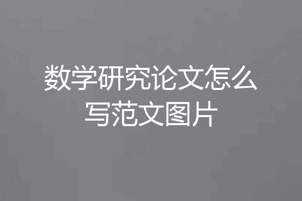 数学研究论文怎么写范文图片