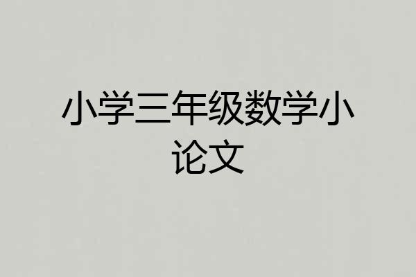 小学三年级数学小论文